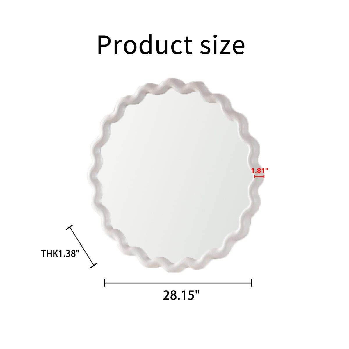 Wavy Edge Round MDF Wall Mirror - Modern Organic Scalloped Accent Mirror - Image 4