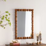 Carved Wood-Look Rectangular Wall Mirror - Vintage Spindle Frame Accent Mirror