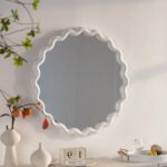 Wavy Edge Round MDF Wall Mirror - Modern Organic Scalloped Accent Mirror