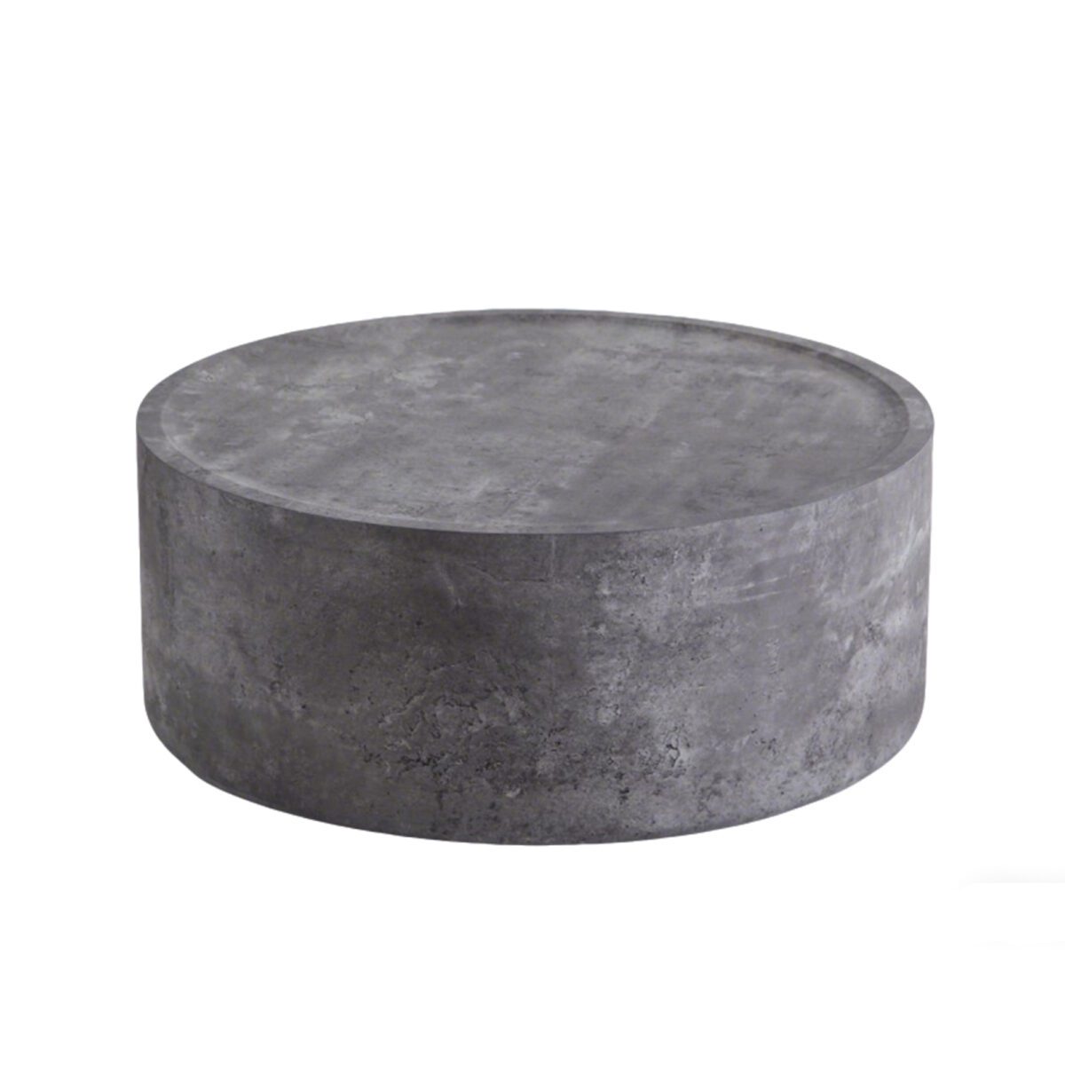 Large Round Concrete-Effect Coffee Table - Industrial Minimalist Cylinder Accent Table - Image 4