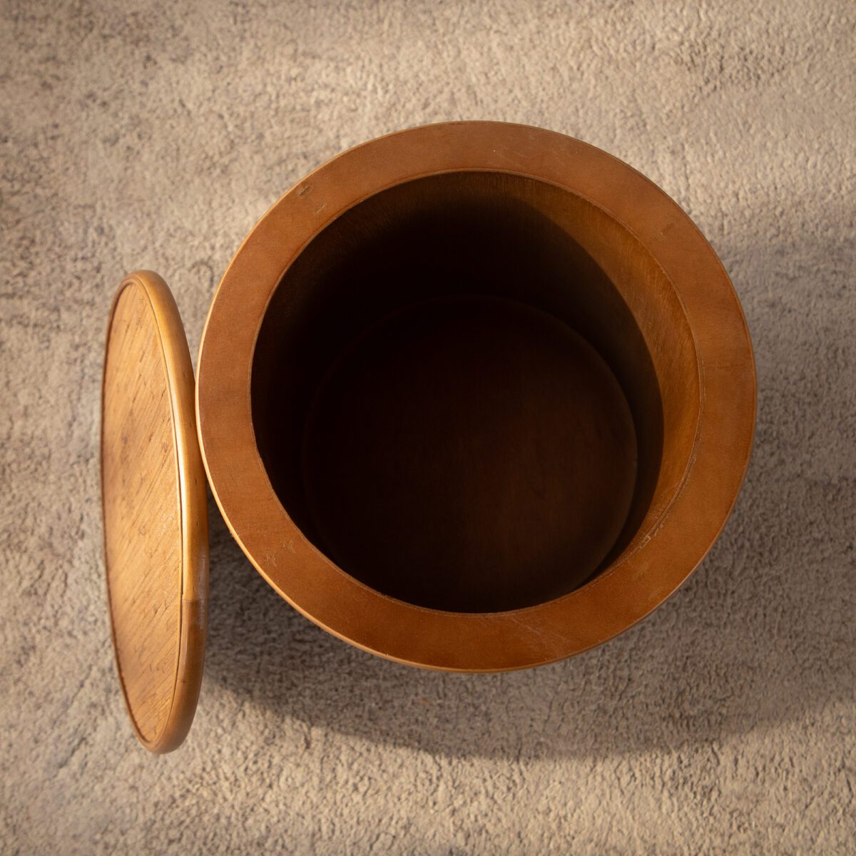 Round Woven Rope Storage Side Table - Natural Wood & Rope Accent Table with Hidden Storage - Image 4