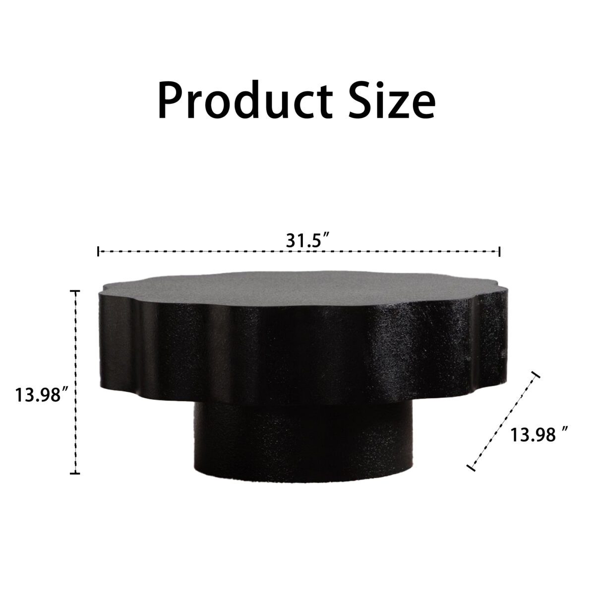 Black Scalloped Round Coffee Table - Modern Wavy Edge Accent Table - Image 5