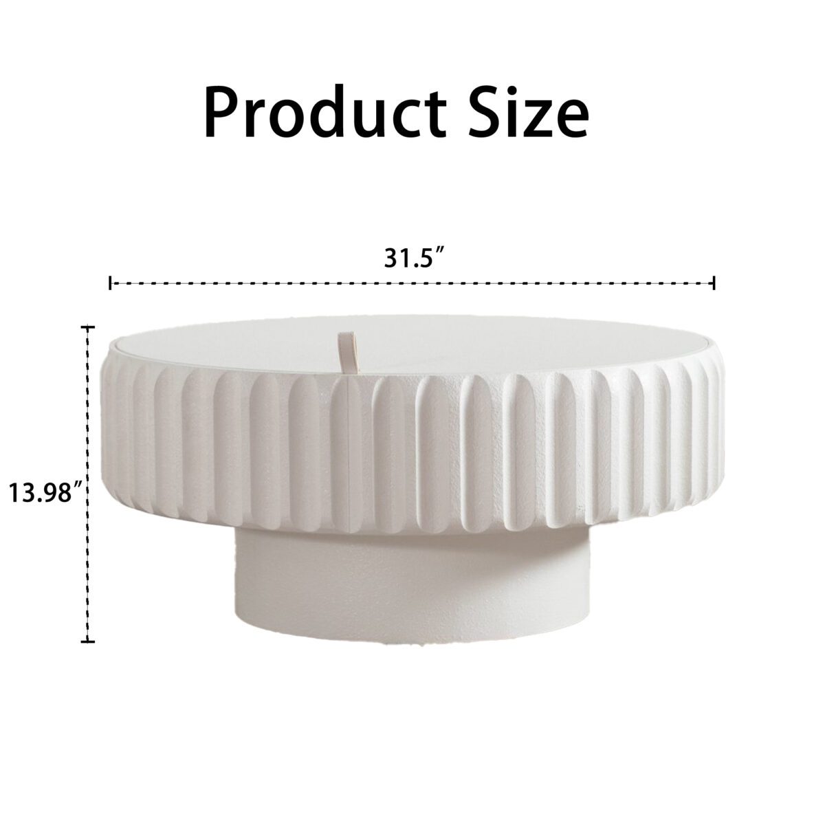 White Fluted Round Storage Coffee Table - Modern Ribbed Accent Table with Lift-Off Lid - Image 5
