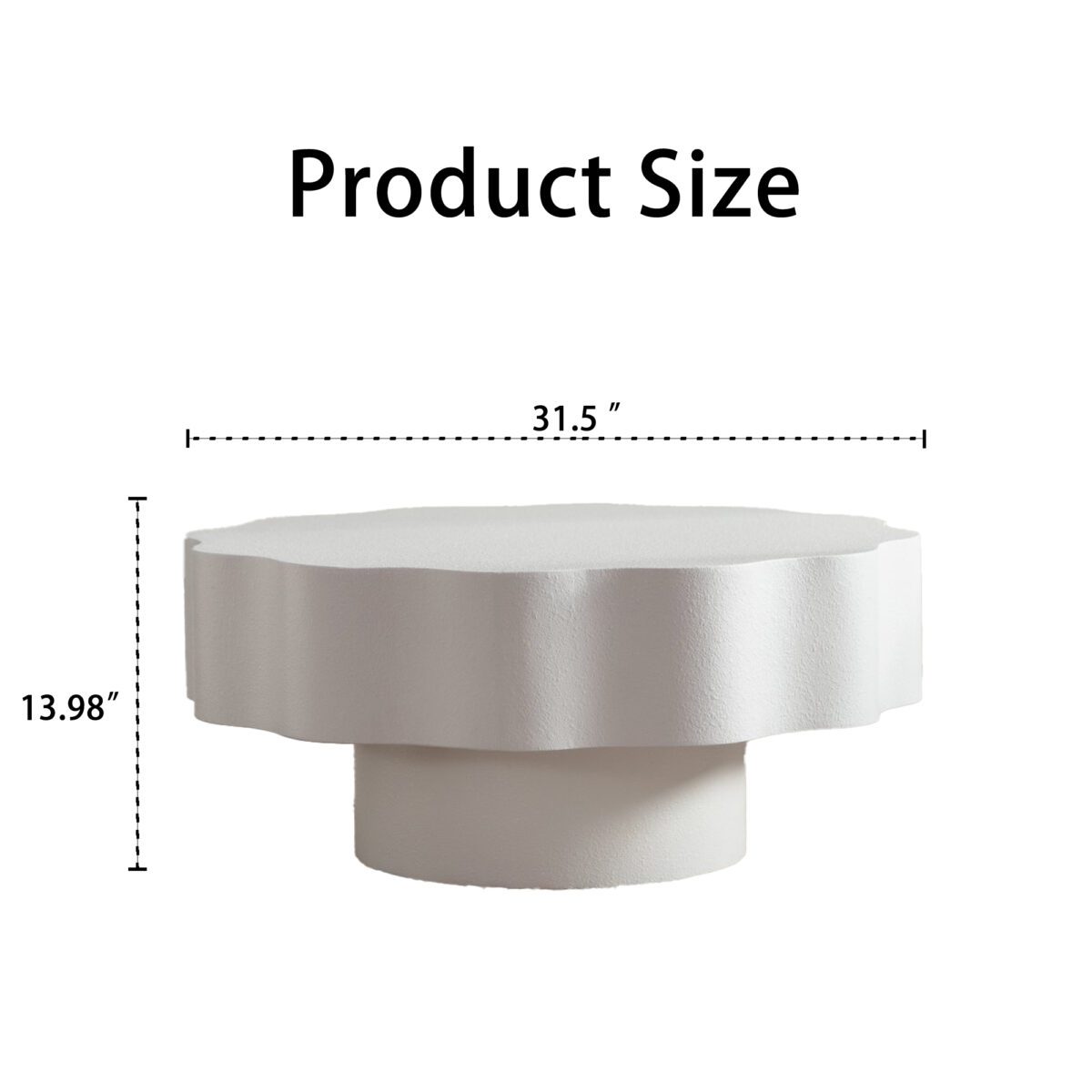 White Scalloped Round Coffee Table - Modern Wavy Edge Accent Table - Image 5