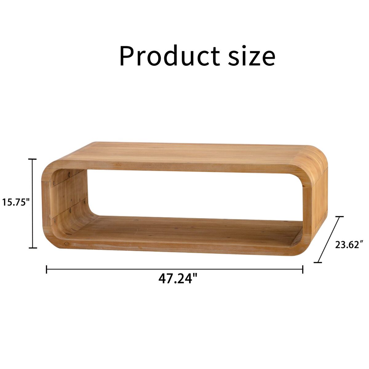 Rounded Open-Frame Coffee Table - Natural Wood-Look Accent Table with Open Lower Shelf - Image 5