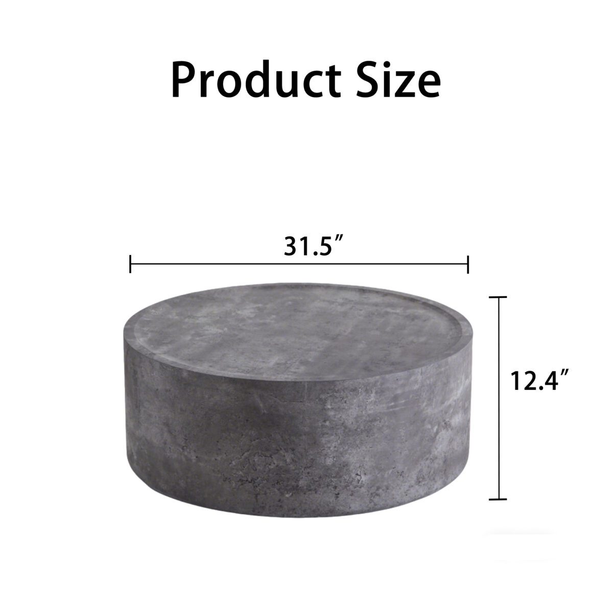 Large Round Concrete-Effect Coffee Table - Industrial Minimalist Cylinder Accent Table - Image 5