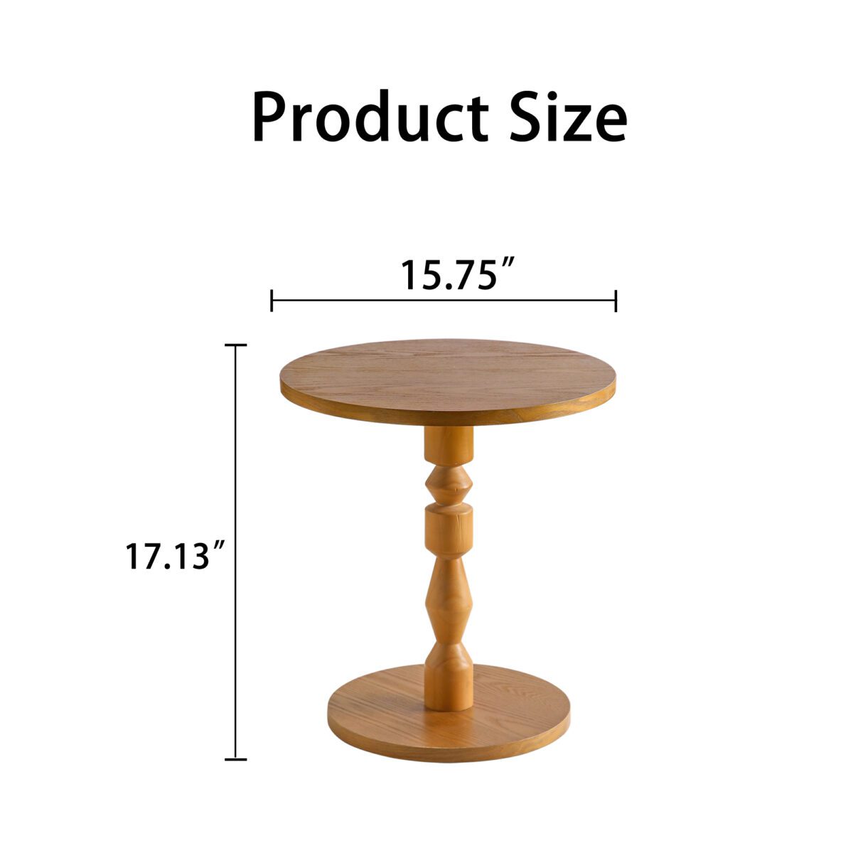Vintage Turned-Leg Wood Side Table - Retro Round Accent Table for Living Room - Image 5