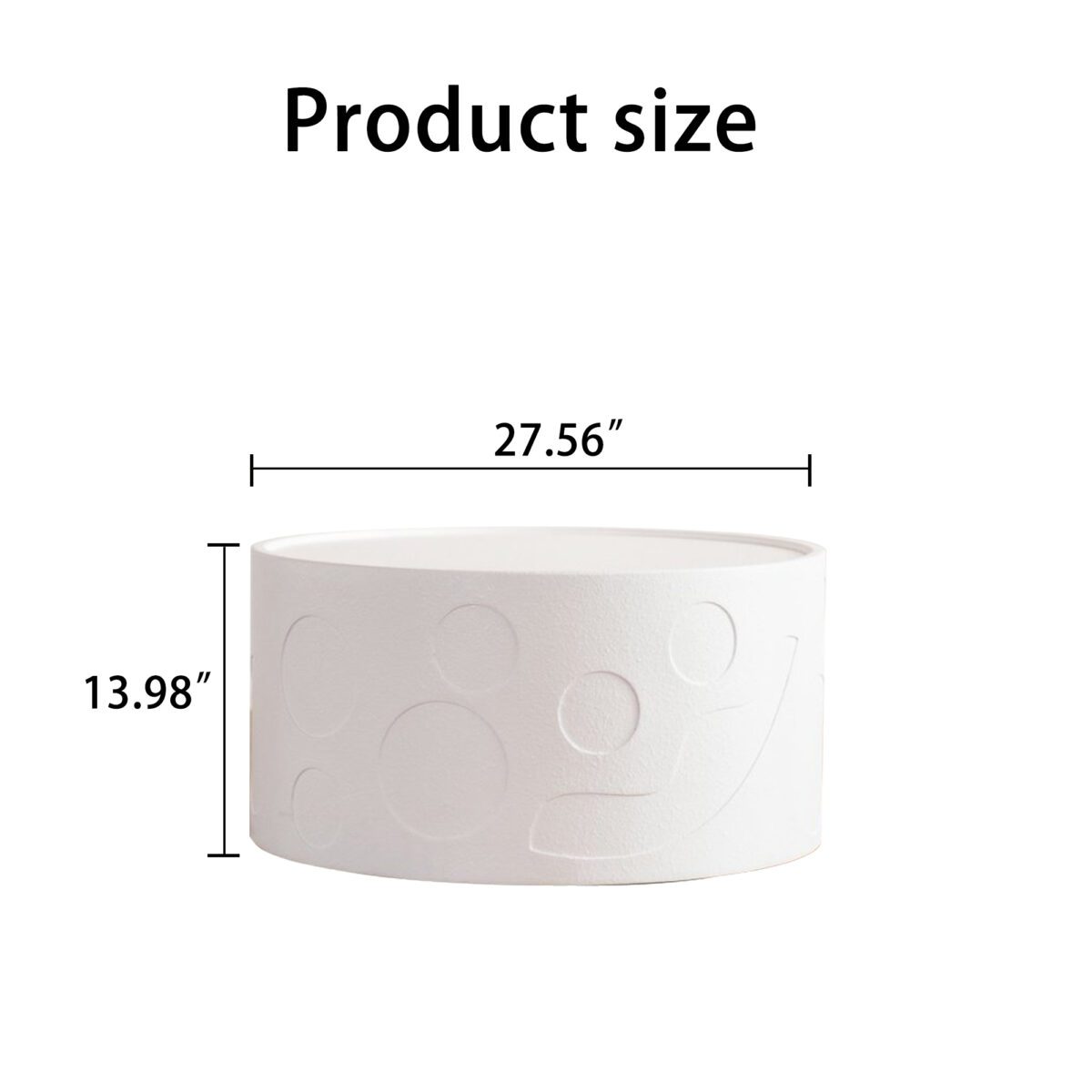White Embossed Round Coffee Table - Modern Textured Cylinder Accent Table - Image 6