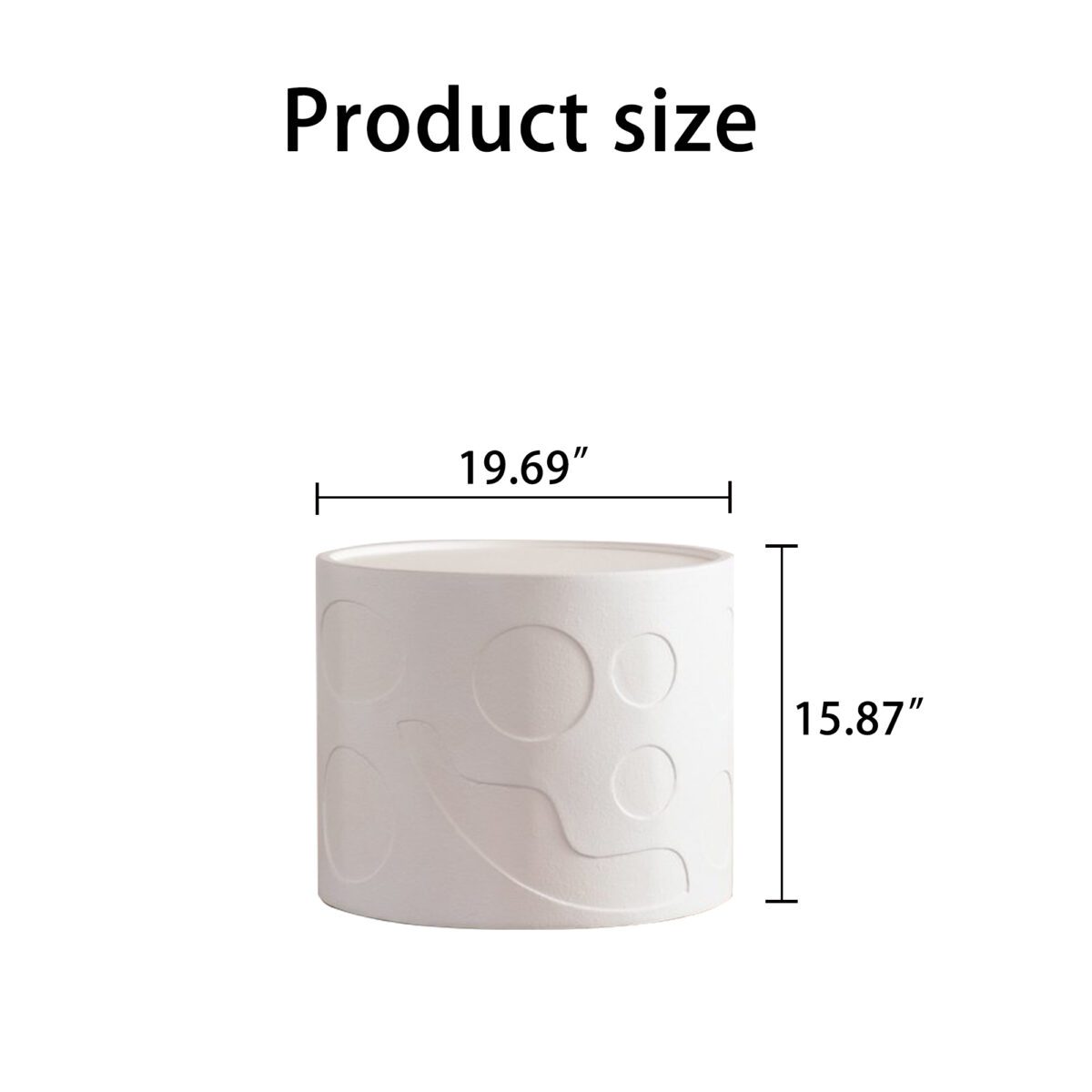 White Embossed Cylinder Side Table - Modern Textured Round Accent Table - Image 5