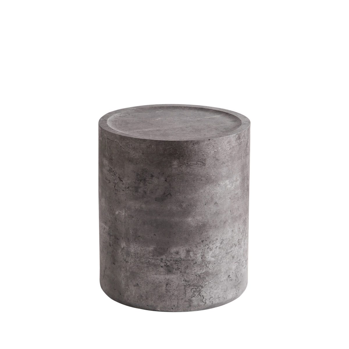 Dark Gray Concrete-Effect Cylinder Side Table - Industrial Minimalist Accent Table - Image 4