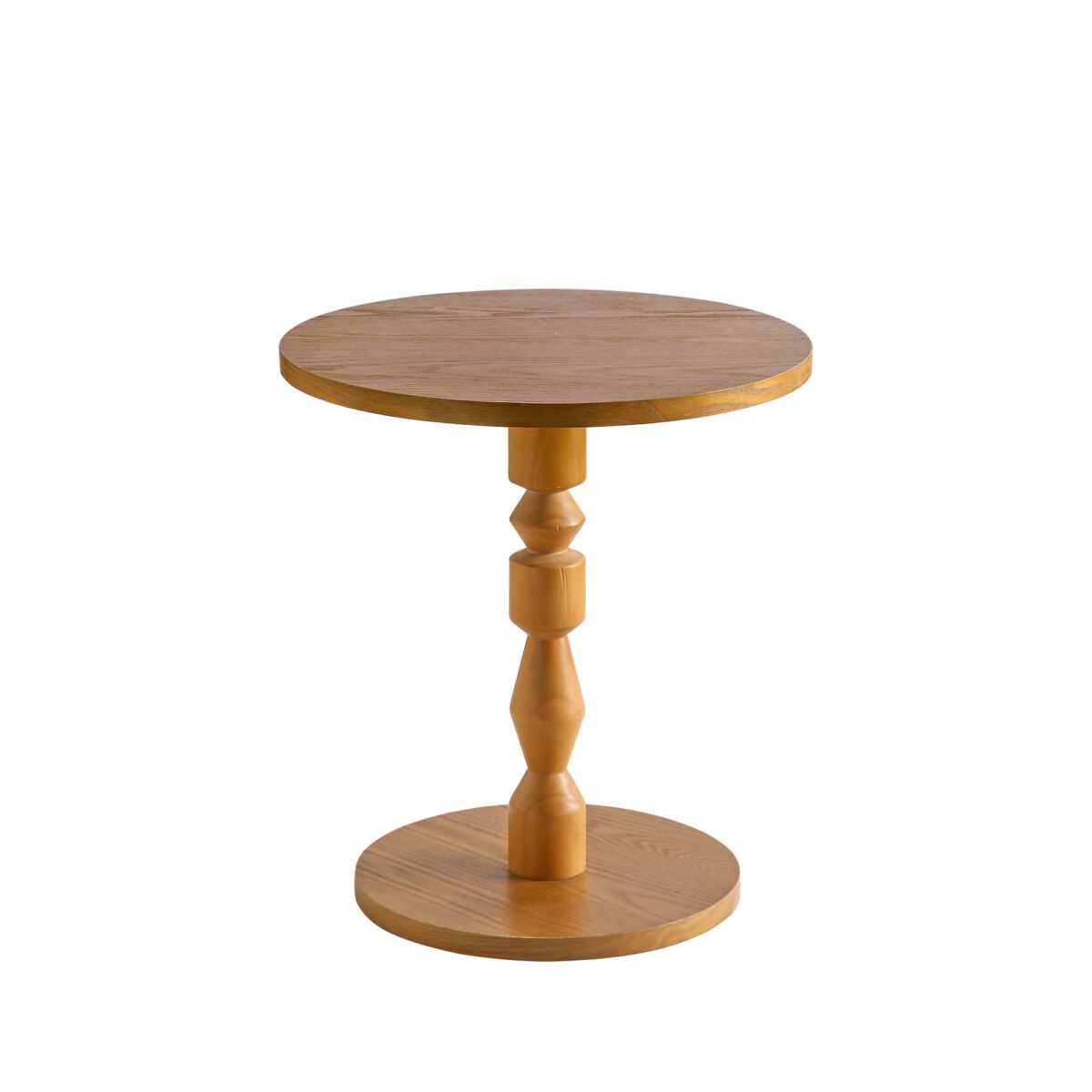 Vintage Turned-Leg Wood Side Table - Retro Round Accent Table for Living Room - Image 4