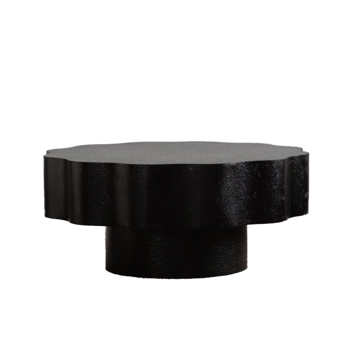 Black Scalloped Round Coffee Table - Modern Wavy Edge Accent Table - Image 6