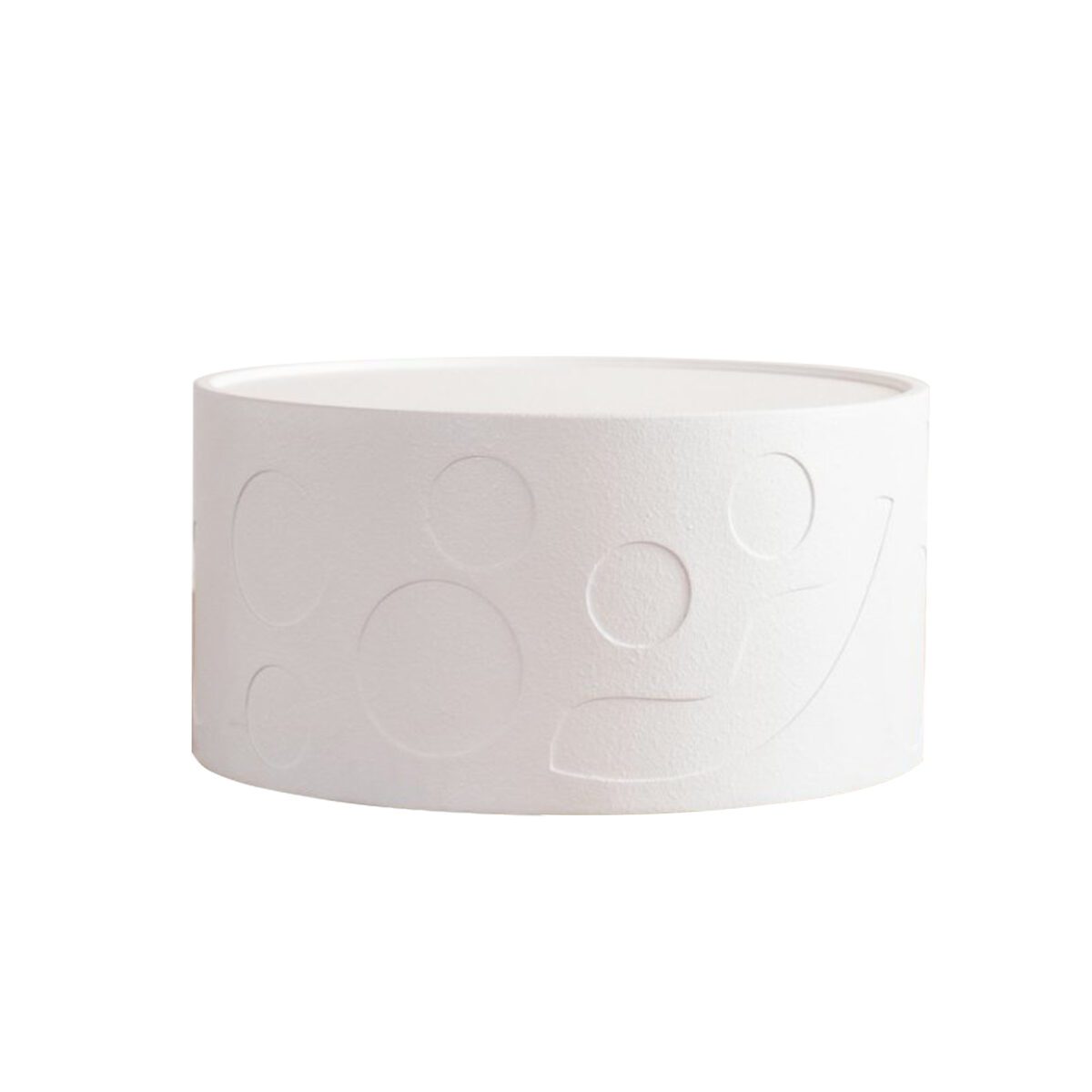 White Embossed Round Coffee Table - Modern Textured Cylinder Accent Table - Image 5