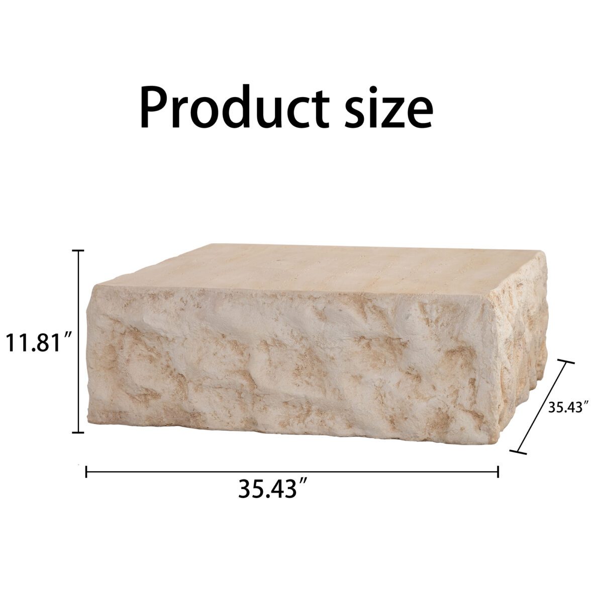 Travertine-Effect MDF Cube Coffee Table - Organic Square Block Accent Table - Image 6