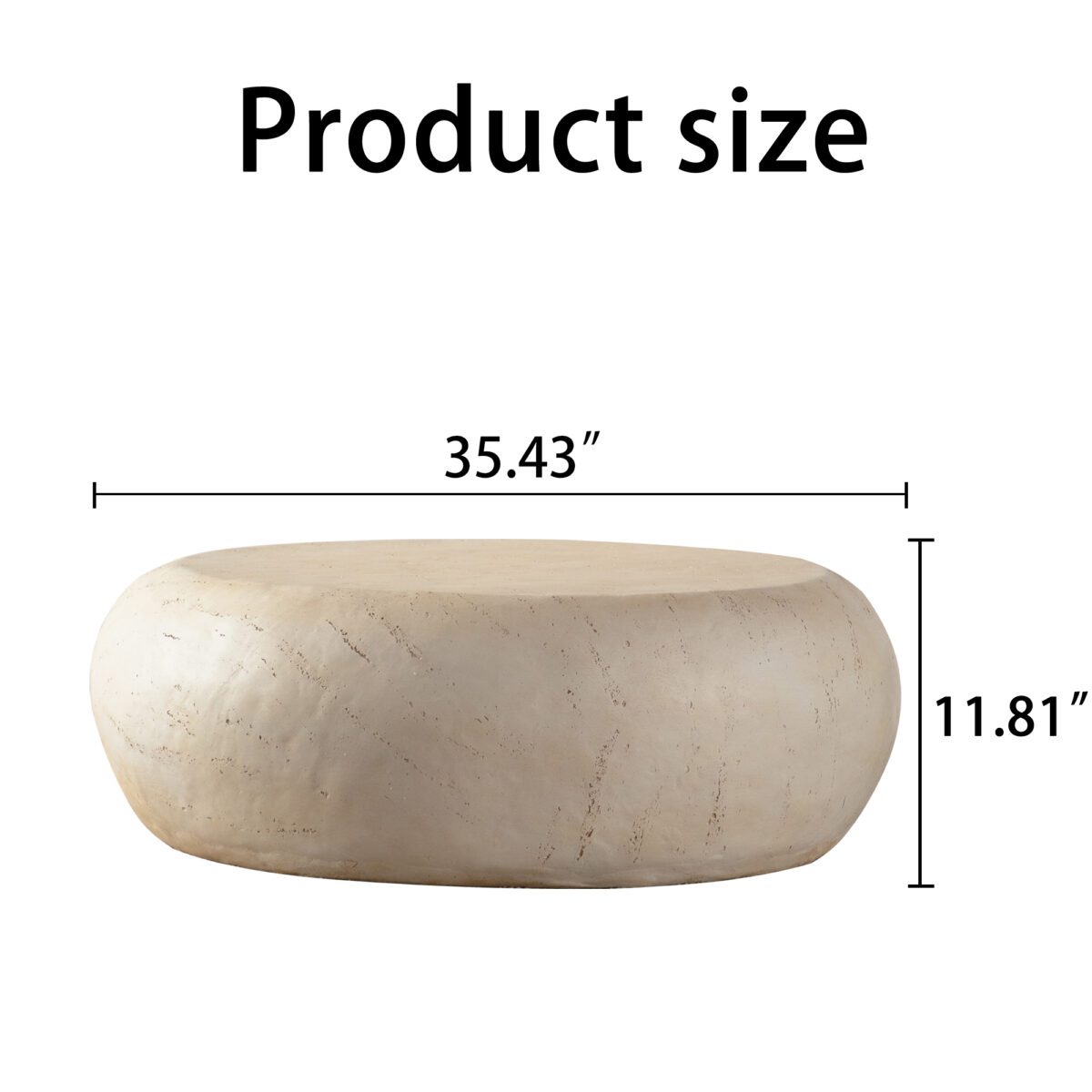 Outdoor Round Travertine-Effect  Coffee Table - Weather-Resistant Low-Profile Patio Accent Table - Image 5